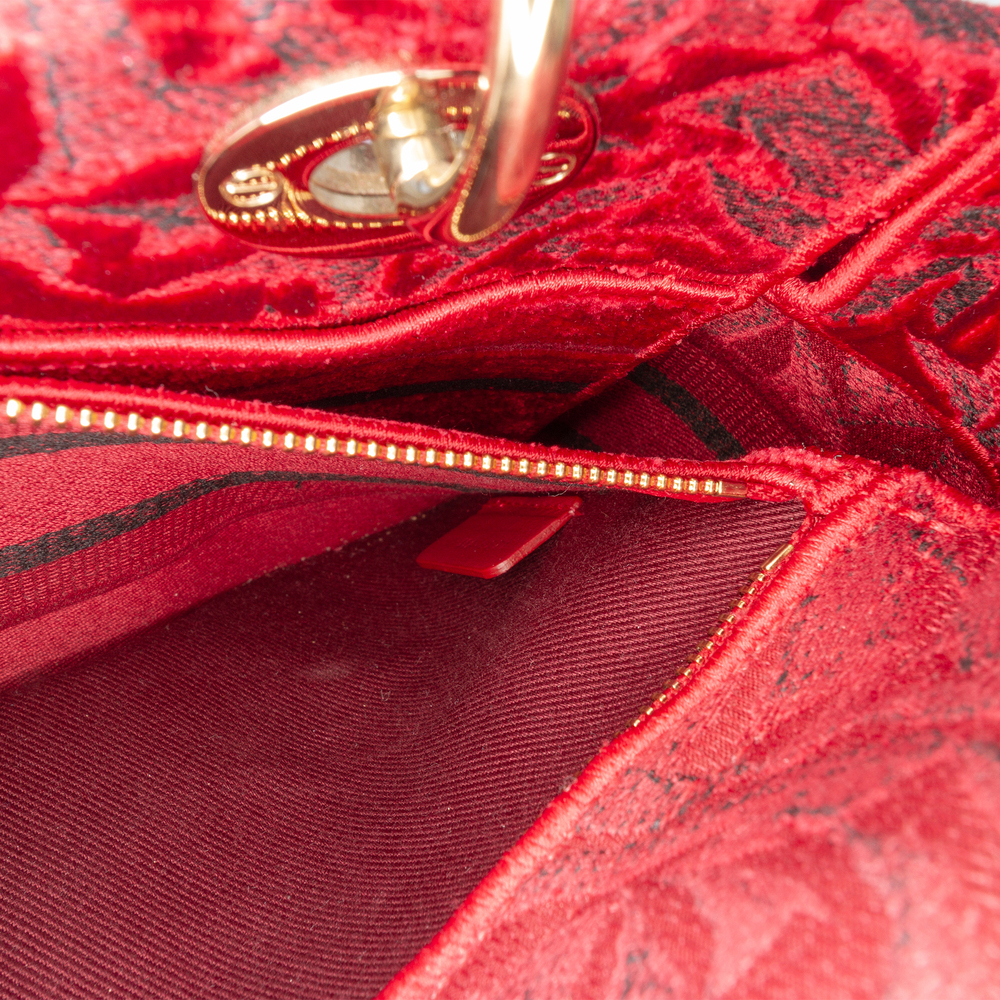 Pre-Loved Dior Medium Embroidered Velvet Roses Lady D Lite - Picture 6 of 12